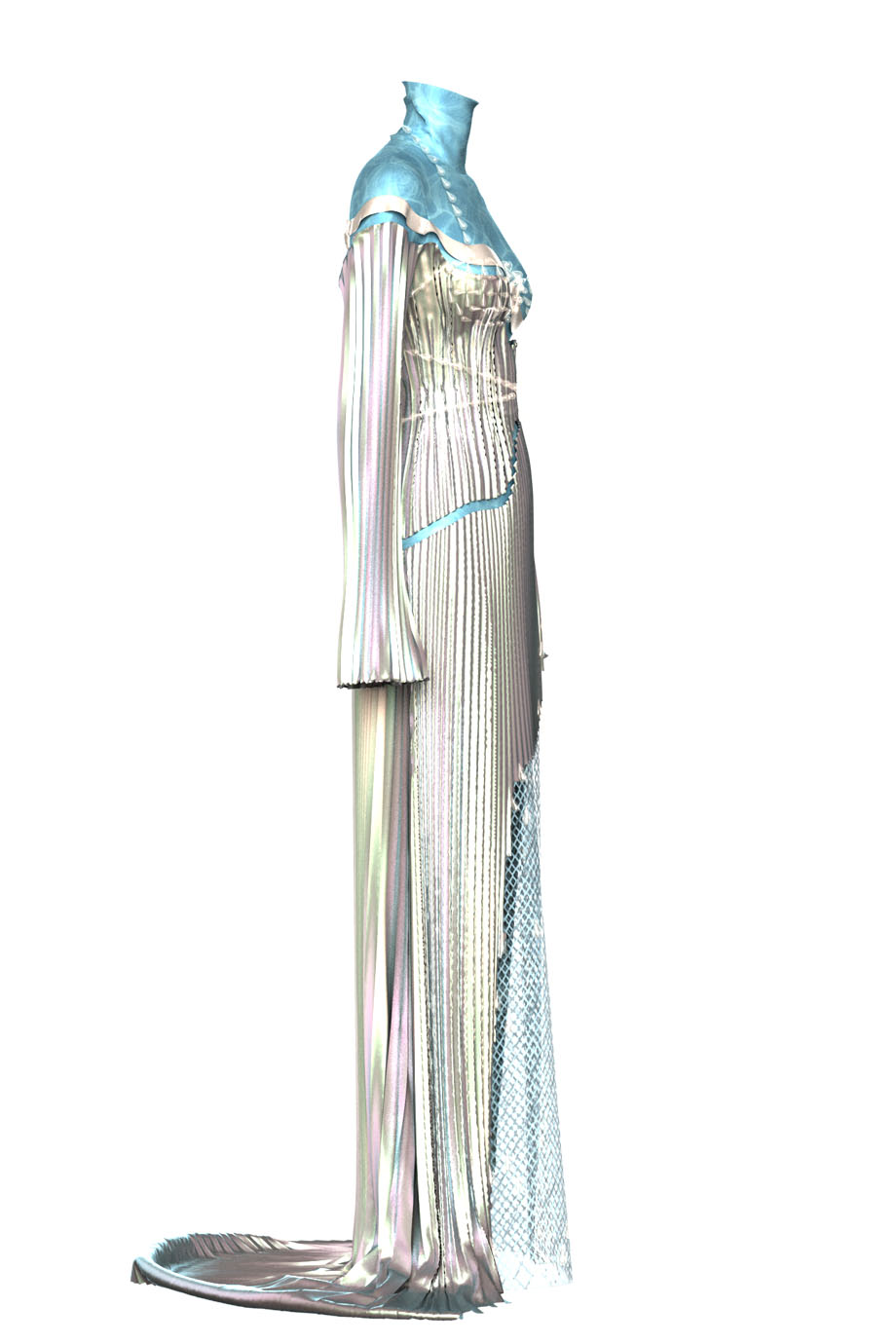 Платье-плиссе с морской сеткой 3D
