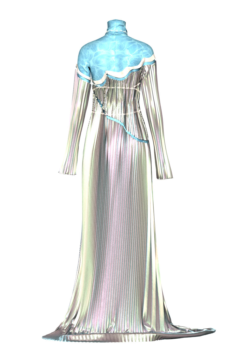 Платье-плиссе с морской сеткой 3D