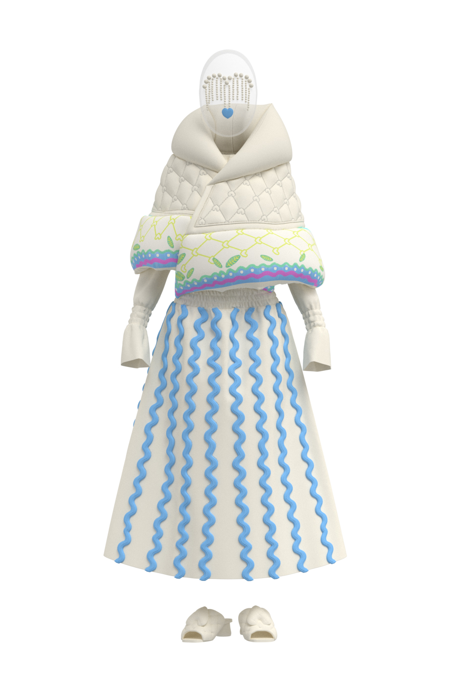 Платье с голубым зигзагом 3D